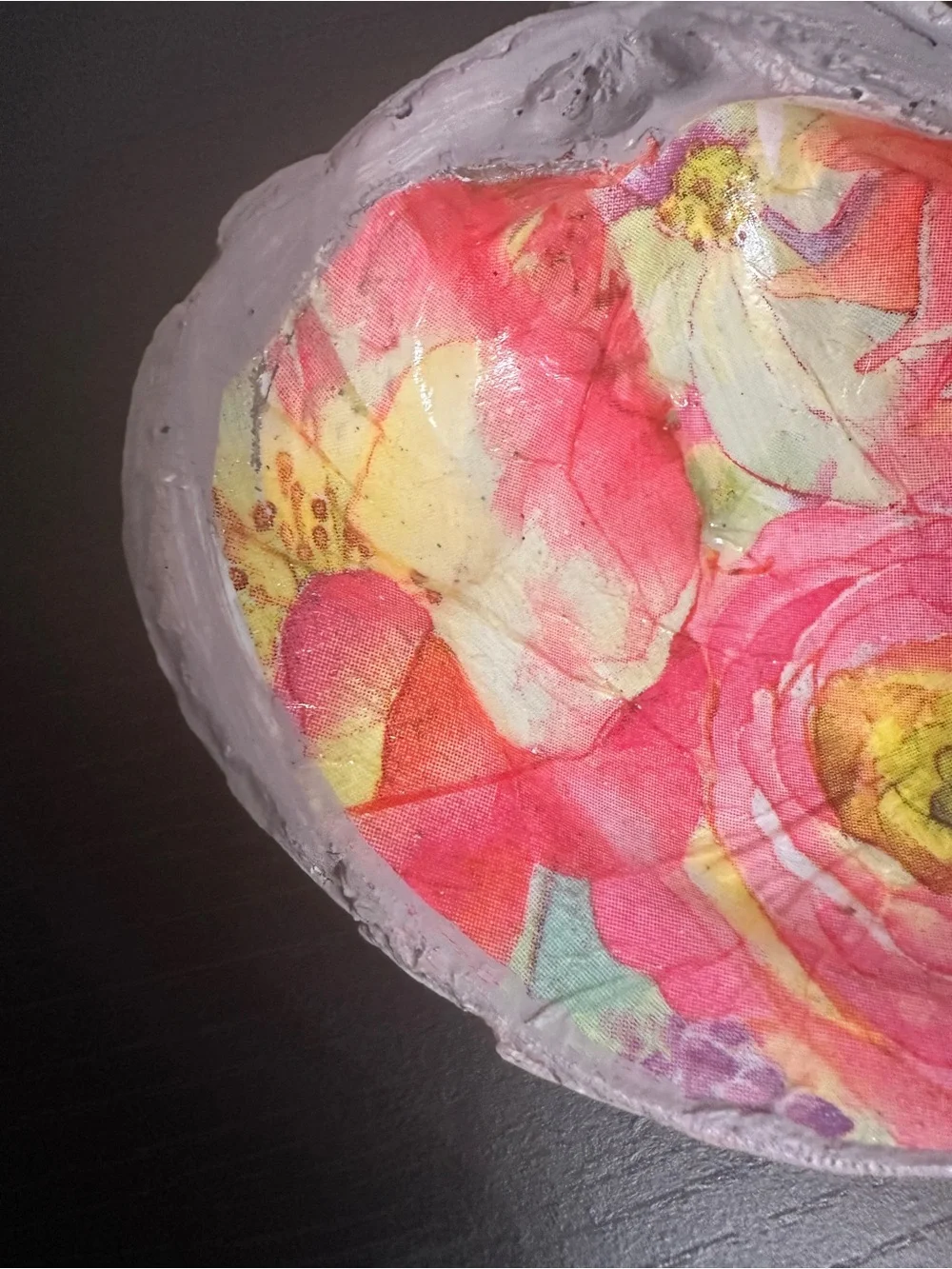 Floral Decoupage Clam Shell Trinket Dish Ring Holder Coastal Cottage Decor